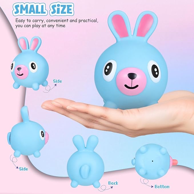 TOYANDONA Squeeze Toy for Kids - Rabbit Tongue Stick Out Animal Tongue Out Toy Squeeze Ball for Stress Relief Fun Kids Adults Birthday Party Favors Easter Basket Goodie Bag Stocking Stuffers, Blue