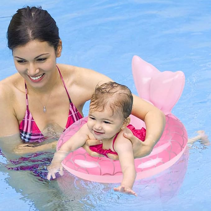 New Baby Swimming Pool Floats for Toddler Kids 8-48 Months Under 44lb, Inflatable Swim Ring Water Raft with Seat for Summer Beach Outdoor Children Infant Bath Toys