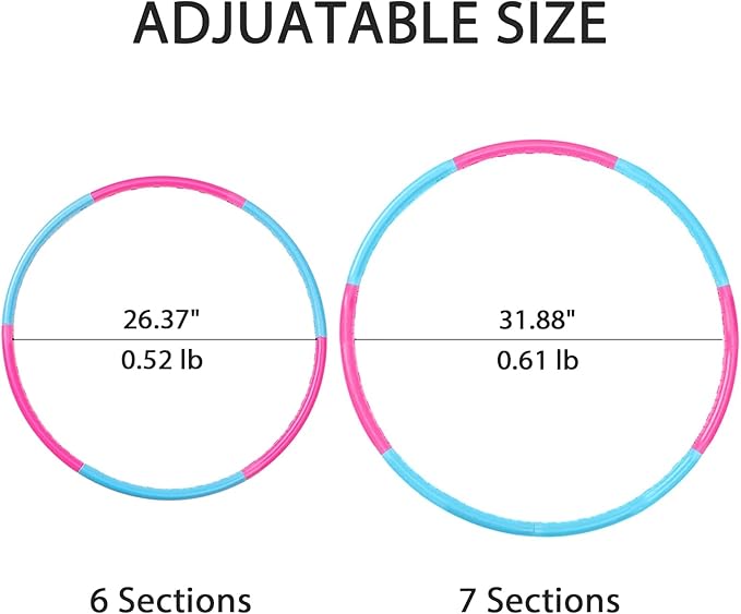 Liberry Kids Exercise Hoop, Detachable & Size Adjustable Toy Hoop, Professional Hoola Rings, Sport Gift in Blue, Pink
