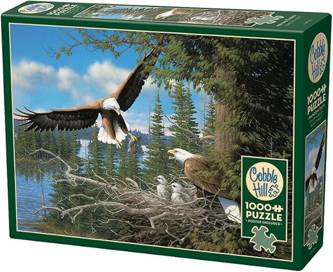 Cobble Hill 1000 Piece Puzzle - Nesting Eagles - Sample Poster Included