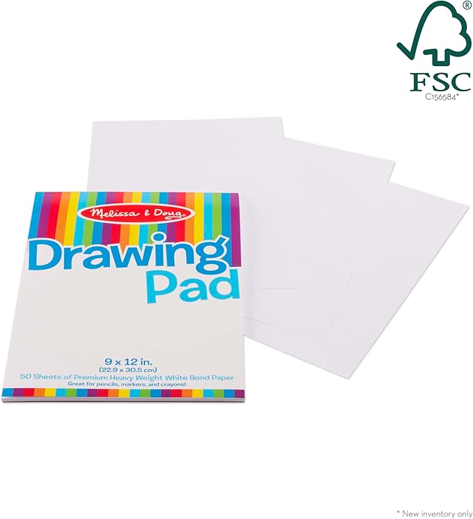 Melissa & Doug Drawing Pad (9 x 12 inches) with 50 Sheets of White Bond Paper