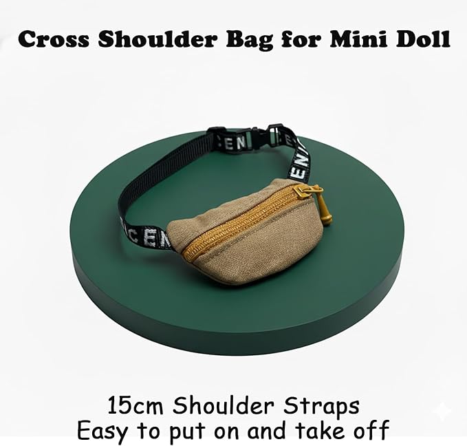 3pcs Lububu Doll Accessories Set Included Mini Glasses, Shoulder Bag and Canvas Shoes, Dress Up Accessories Replacement for 17cm Doll (Shoulder Bag - Brown)