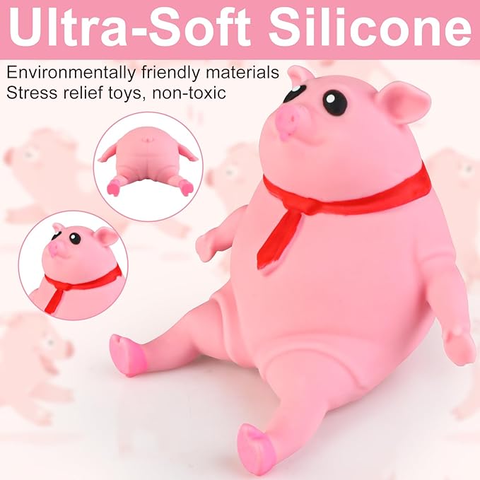Indestructible Pig,Squishy Toys,Stretchy Glue-Sand Filled Rubber Pig,Animal High-Elastic Stretchable,Decompression Toy for Adults(5.1*5.1In)