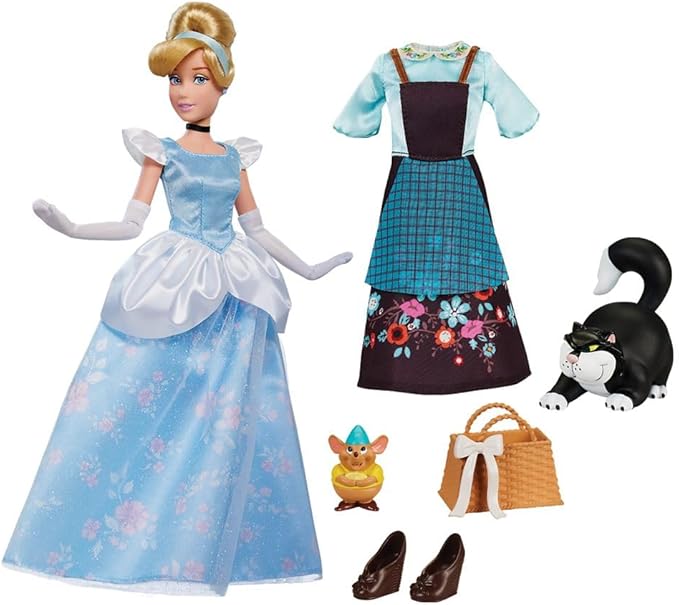 Disney Store Official Cinderella Story Doll - 11 Inches - Includes Coloring Book and Additional Dress, Princess Doll in Classic Outfit, Disney Princess Toys for Girls