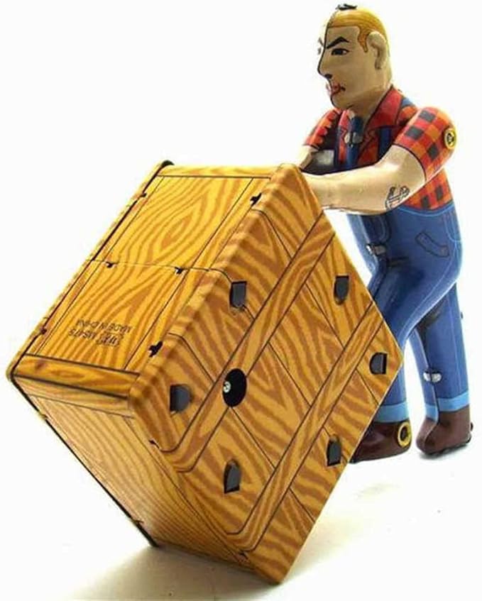 Charmgle Wind-up Tin Toy Box Pusher Model Toys Retro Spring Clockwork Toy Home Ornaments Adult Collection