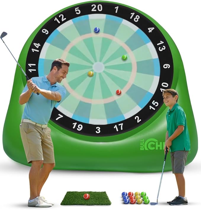 Swooc Games® - Bull Chipper™ | Giant Golf Darts with 10+ Golf Games | Backyard Game with Air Pump | Yard Game for Adults | Giant Outdoor Fun for Adults and Family | Outside Activity - Golf Chipper