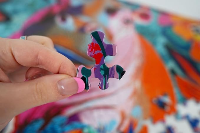 Springbok Floral Hippo Pop 500 Piece Jigsaw Puzzle for Adults and Family - Colorful Pygmy Hippo - Unique Cut Pieces - Made in USA