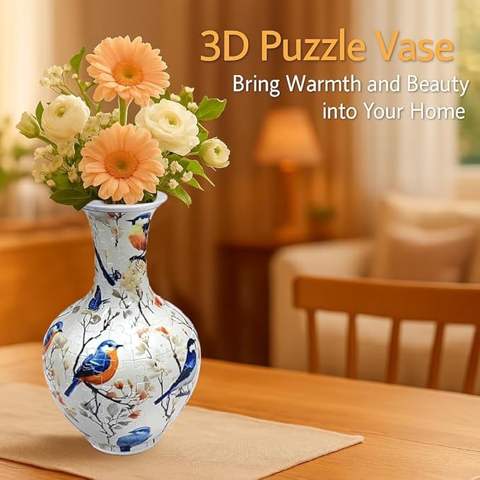 3D Puzzle Vase for Adults, 164 Piece Unique Flower Vase, Crafts for Adults, Home Decor Gift for Flower Arrangements