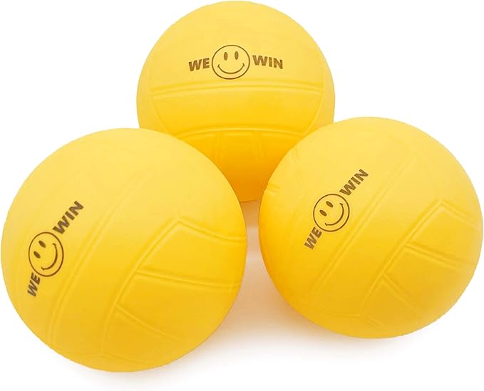 Spike Replacement Balls | Roundnet Game Balls | Strong Bounce Ball | 3.5inch Yellow Soft Rubber Ball | Extra Balls | Lawn Beach Volleyball, Water Pool Ball
