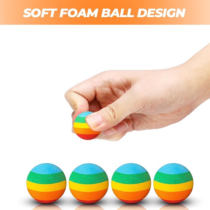 48 Pieces Popper Refill Balls, Rainbow Refill Bullet Balls, 1.1 Inch Foam Bullet Ball Soft Foam Balls Foam Replacement Balls for Popper Refills