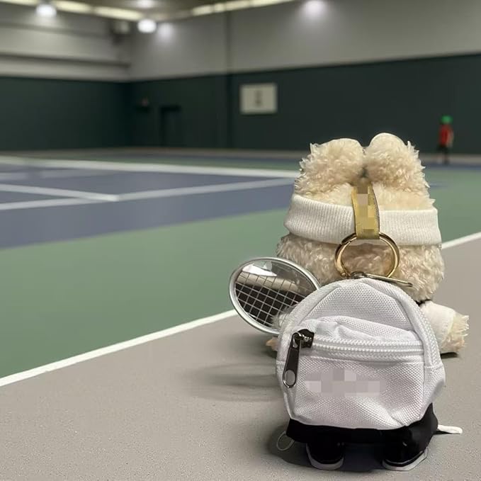 17 cm Doll Tennis Clothes Outfit，Clothing Accessories for Lububu Dolls，Sports Style Doll Set Outfits (7-Piece Set), Includes Top+Pants+Tennis Racket+Ball Charm+Shoes+Bag+Headband(RED+Black+White)