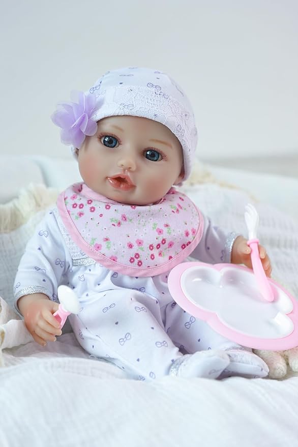 SCOM Baby Dolls, 16inch Realistic Baby Dolls Cute Soft Body Baby Doll Real Life Baby Doll Silicone Lifelike Baby with Accessories for 3+ Year Old Girls Gifts