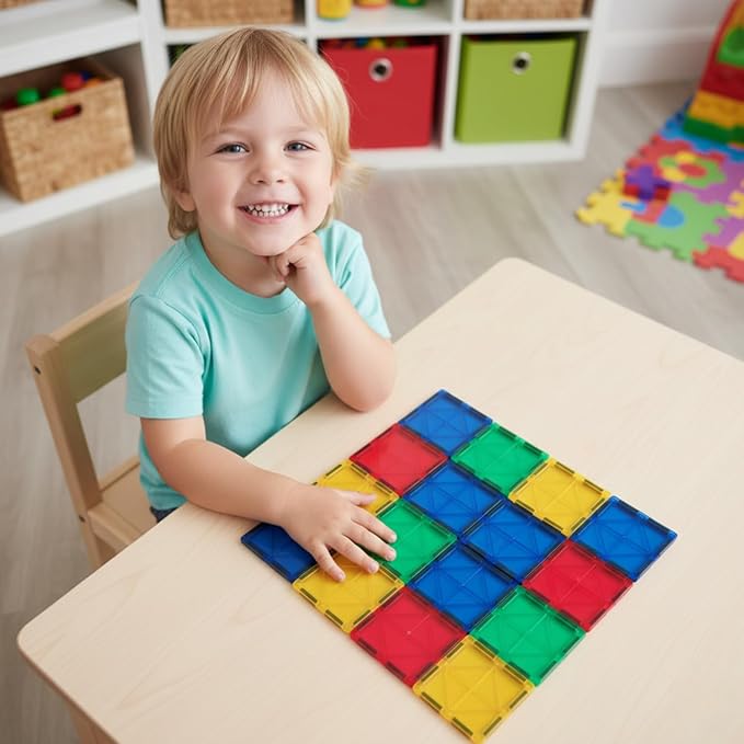 Magnetic Tiles,102PCS Magnetic Building Blocks 3D Clear Construction Playboards, Inspiration, Creativity Beyond Imagination, Educational Magnet Toy Set for Kids with 2 Cars