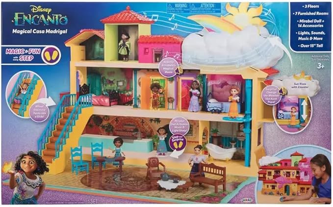 Disney Encanto Magical Madrigal House Playset with Mirabel Doll & 14 Accessories - Features Lights, Sounds & Music!
