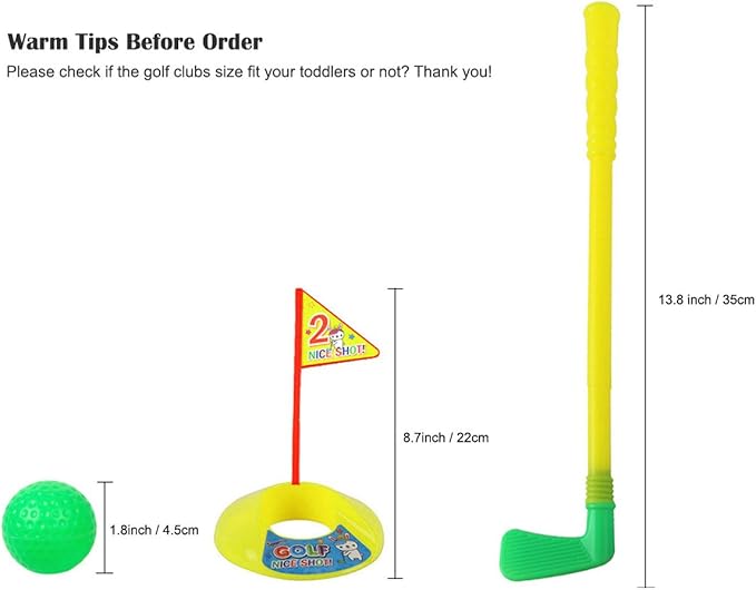 Plastic Golf Clubs, Educational Golf Toys Sets for Toddlers Kids, Outdoor Indoor Sports Golf Game Toys for Boys Girls, Sturdy & Multi-Colored