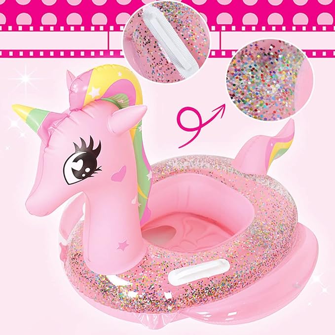 New Baby Swimming Pool Floats for Toddler Kids 8-48 Months Under 44lb, Inflatable Swim Ring Water Raft with Seat for Summer Beach Outdoor Children Infant Bath Toys