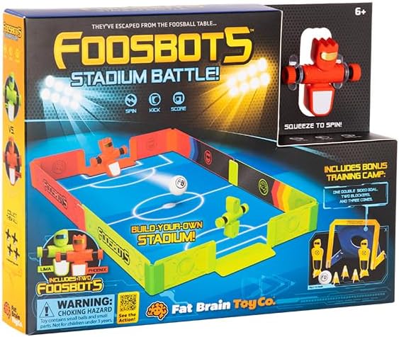 Fat Brain Toys Foosbots Stadium Battle Set, 2 Player Games for Kids Toys, New Active Play for Ages 6 and Up