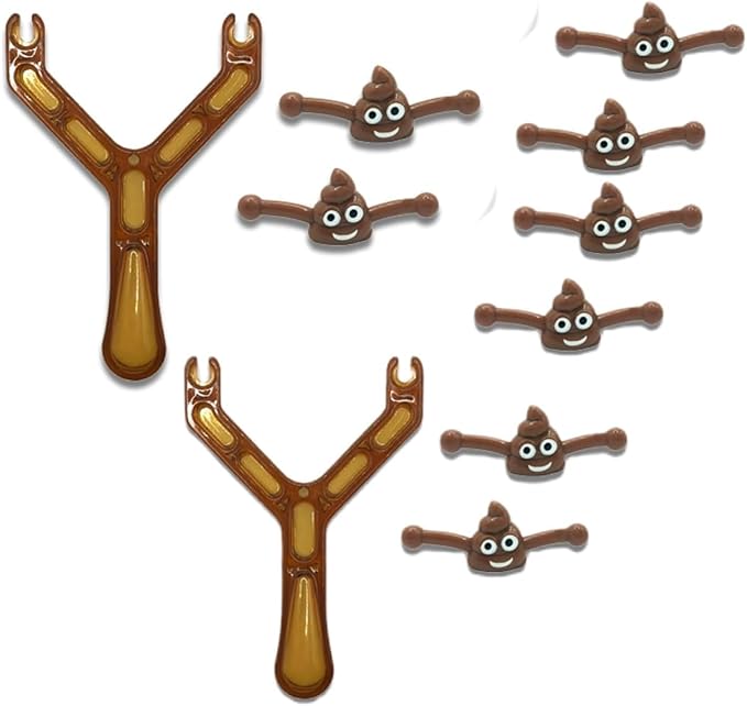 2Pcs Catapult Poo Slingshot with 10PCS Bullets - Funny Slingshot Ornament for Teen and Adults - Stress Relief and Shooter Game - Finger Flicker Flying - Great Easter Egg Filler
