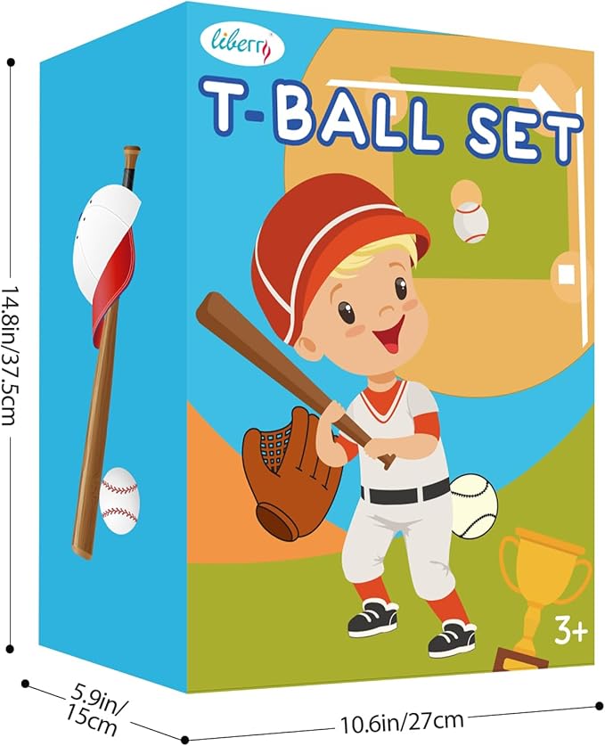 Liberry Tball Set for Toddlers with Adjustable Height Tee Ball Stand, Weighted Base and Kids Baseball Bat, Sports Game Toys Christmas Birthday Gift for Boys Girls Ages 3 4 5 (Pink)