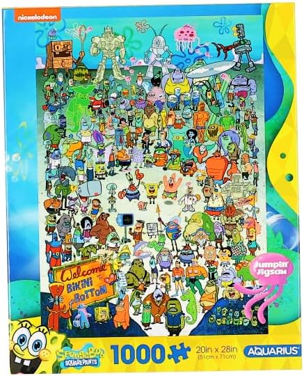 AQUARIUS SpongeBob SquarePants Puzzle (1000 Piece Jigsaw Puzzle) - Officially Licensed SpongeBob Merchandise & Collectibles-Glare Free -Precision Fit -Virtually No Puzzle Dust-20x28 Inches, Multicolor
