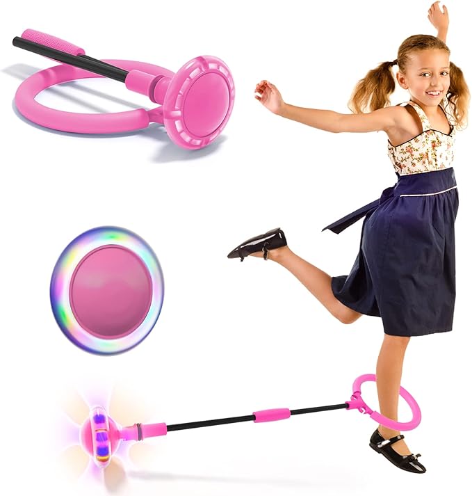 Ankle Skip Ball for Kids, Girls Toys Age 5 6 7 8 9 10 Years, Birthday Gift for Girls and Boys, Foldable Colorful Flash Wheel Skip Ball, Sports Fitness Toys for Kids & Adults