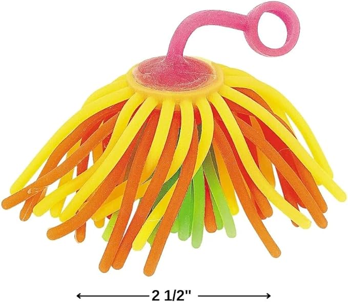 Fun Express Neon Large Stretchy Noodle Ball Yo Yos Party Favor Toys - Multicolor (Set of 12)