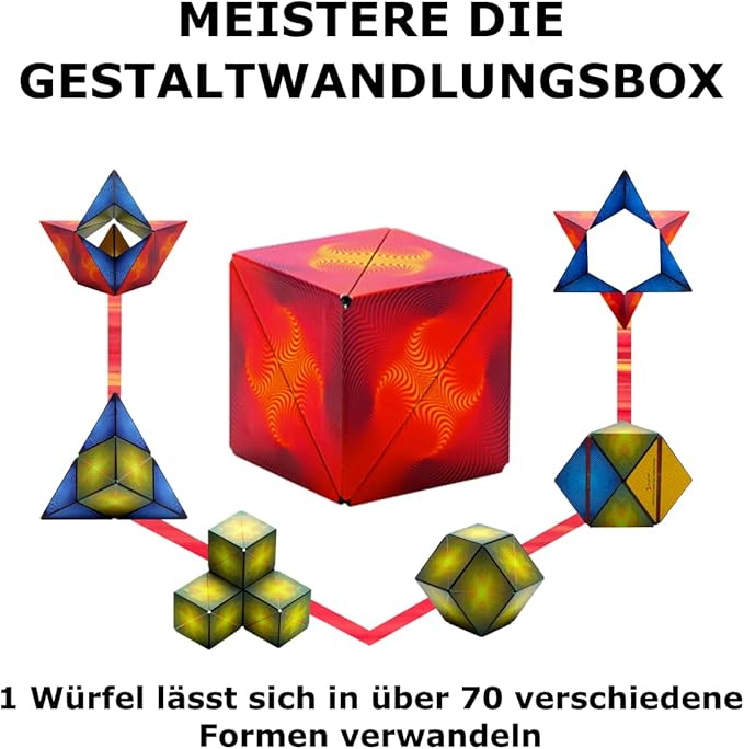 Shashibo Shape Shifting Box - STEM Fidget Toy with Ultra Strong Magnets - Sensory Puzzle Cube Transforms Into 100+ Shapes, Easter Basket Stuffers Gift for Kids, Teens, and Adults (Optical Illusion)