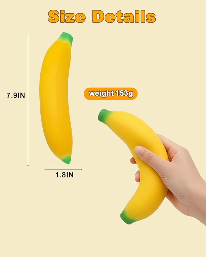 Stretchy Glue-Sand Filled Rubber Banana, Latex Soft Decompression Toy, High-Elastic Stretchable Squishy Banana Toy, Decompression Toy for Adults and Children (Bananas -2 Pack)