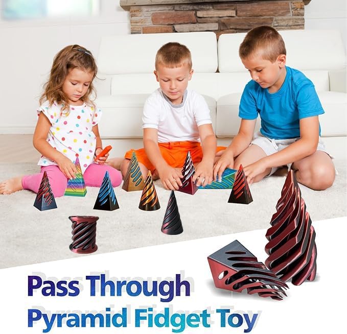 Valentines Day Gift for Kids 3 Packs Impossible Cone,Impossible Cones passthrough Impossible Pyramid for Relaxing,Spiral Fidget Toy Birthday for Adults & Kids
