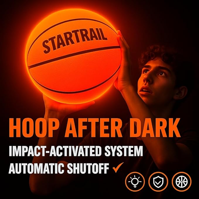 TOMLEON Light Up Basketball | Glow in The Dark Basketball | LED Basketball Size 7 | Glowing Basketball Ball | Lighted Basketball | Coolest Things for Boys & Girls | Toys for 10 Year Old Kids