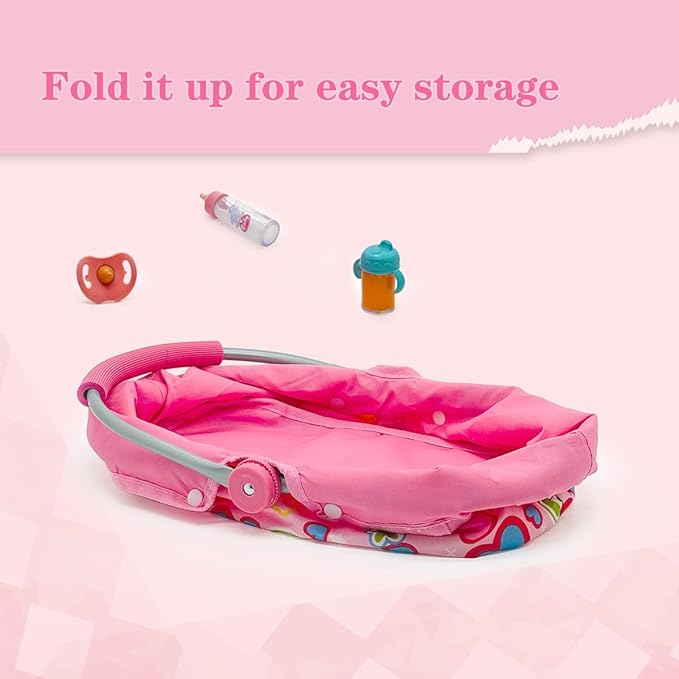 Baby Doll Accessories Bassinet Portable Carrier with Milk Bottle for 8-12 Inch Baby Doll Crib Set Cradle Sleeping Basket Bed Toys