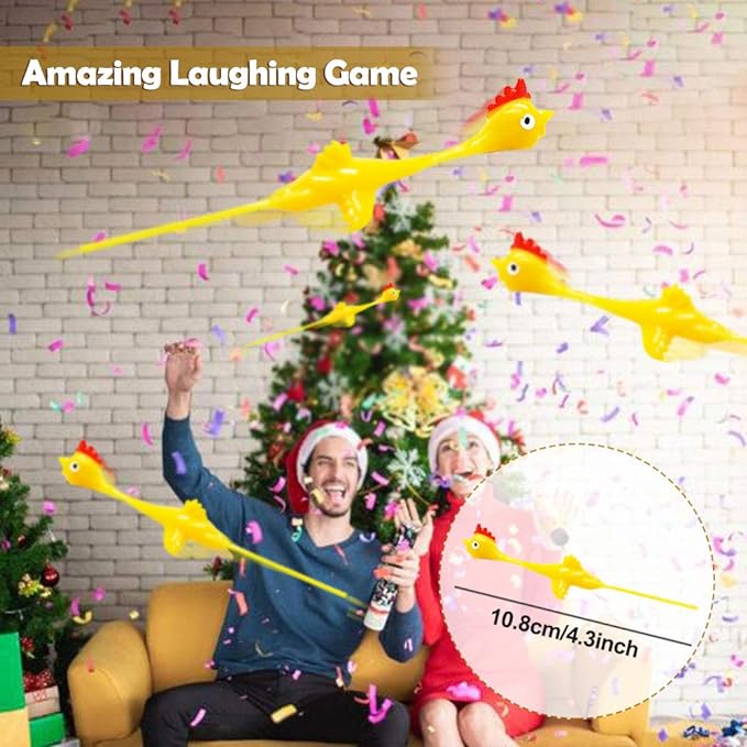 Slingshot Chicken Rubber Chicken Flick Chicken Flying Chicken Flingers Stress Gag Toys, Rubber Chicken Slingshot Funny Christmas Stuffers Easter Chicks Novelty Gifts for Kids (Yellow 30 Pcs)