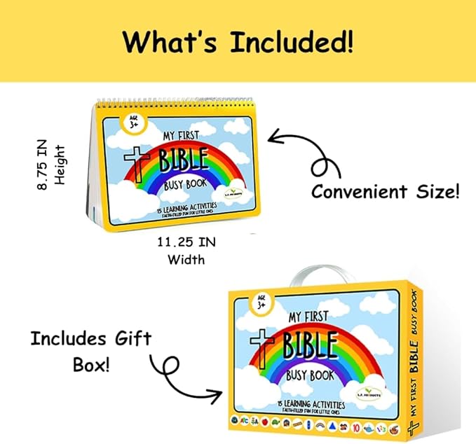Bible Busy Book for Toddlers Ages 3 and Up - Montessori Sensory Toys Busy Board Homeschool Preschool Learning Activities - Gifts for 3 Year Old Boys - 4 Year Old Girls Birthday Gifts Easter Baptism