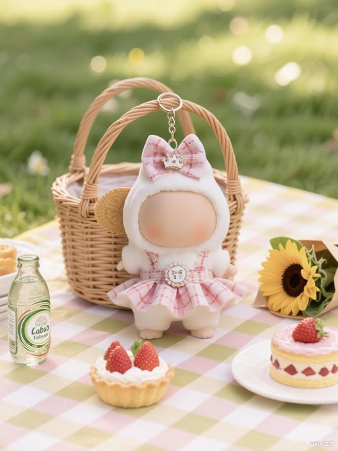 (2 Pack) Clothes for LABUBU 17cm Doll (NO Doll), Outfit for LABUBU, Dress and Hairpin Set for LABUBU Dress Up, Fashion and Premium Dolls Accessories for LABUBU