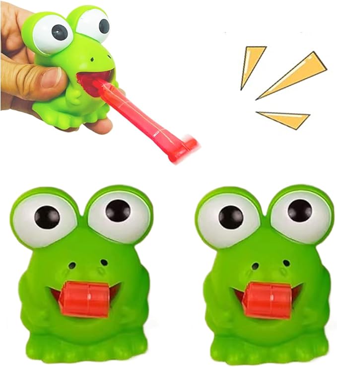 LBKKC Easter Basket Stuffers Puking Squeeze Stress Frog Toys,Tongue Sticking Out, Birthday Party Favor, Novelty Relief Squeeze Toys Gags Gifts for Kids Adults,Sensory Toy, 2 Pack