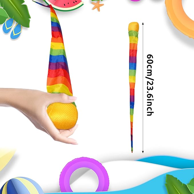 Chalyna 3 Pieces Throw and Catch Ball, Rainbow Tail Foam Ball Sports Comet Balls Soft Colorful Play Playground Toys Bulk for Indoor Outdoor Kids Adults School Training Gift, 23.62 Inch Long