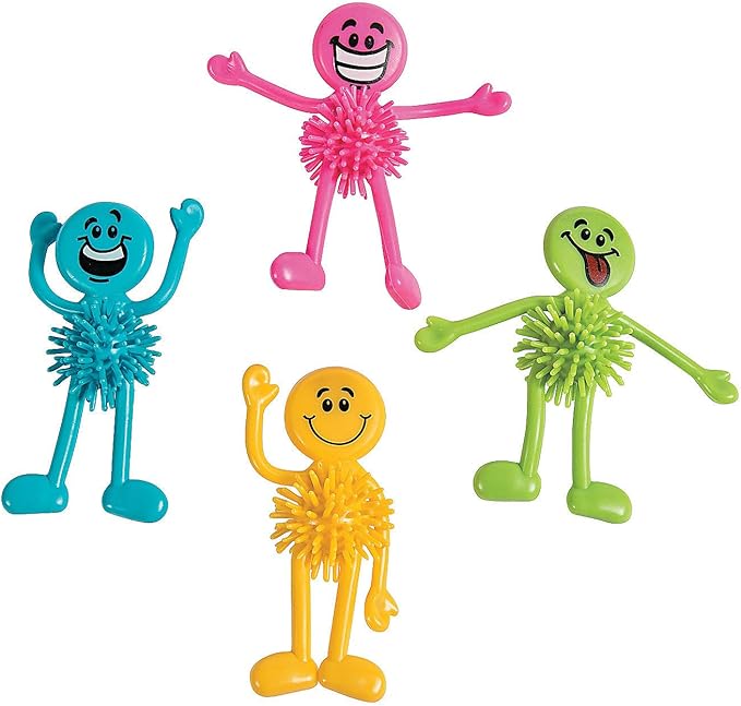 Fun Express Neon Smile Face Bendable Porcupine Toys - Bulk Set of 24 - Party Favors and Giveaways