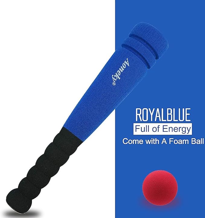 Aoneky 11.8 Inch Mini Foam Baseball Bat and Ball Set for Toddlers 1-3 Years, Soft & Safe First Bat, Lightweight T-Ball Bat for Boys Girls, Indoor Outdoor Sports Toy (Blue)