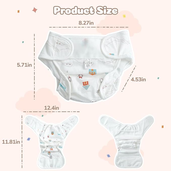 BABESIDE 4 PCS Baby Doll Diapers Underwear for 17-24 Inch Dolls Reusable Doll Diapers Reborn Babys Doll Accessories Fits Baby Doll