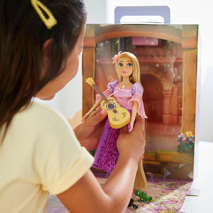 Disney Store Official Rapunzel Story Doll - 11 Inches - Includes Coloring Book and Additional Dress, Princess Doll in Classic Outfit, Disney Princess Toys for Girls