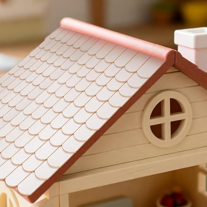 24pcs Dollhouse Tiles Dollhouse Roof Tiles Model Unfinish Wooden Miniature Roof Decoration Mini Fish Scale Cedar Shing-les Bricks for Doll House