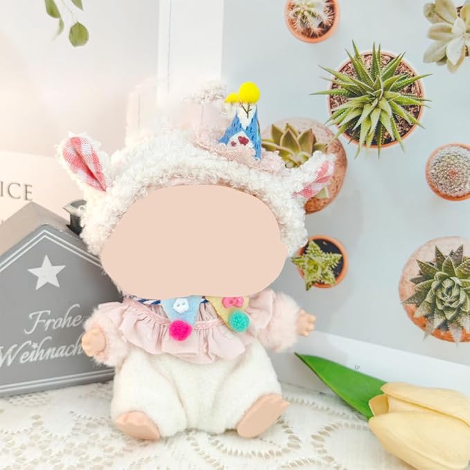 Handmade 17cm Doll Clothes Set - Kawaii Outfit & Accessories Bundle, Cute Dress Up Costume Compatible with Vinyl Face Plush Pendant (No Doll)