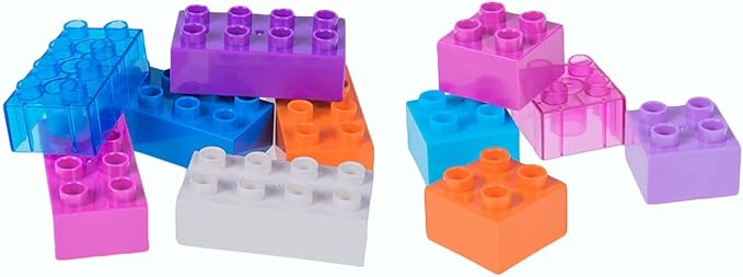 Strictly Briks Building Toy Big Blocks - Compatible with Lego Duplo Set for Toddlers & Kids Creative Play & Learning, 108 Set/Solid & Clear Rainbow
