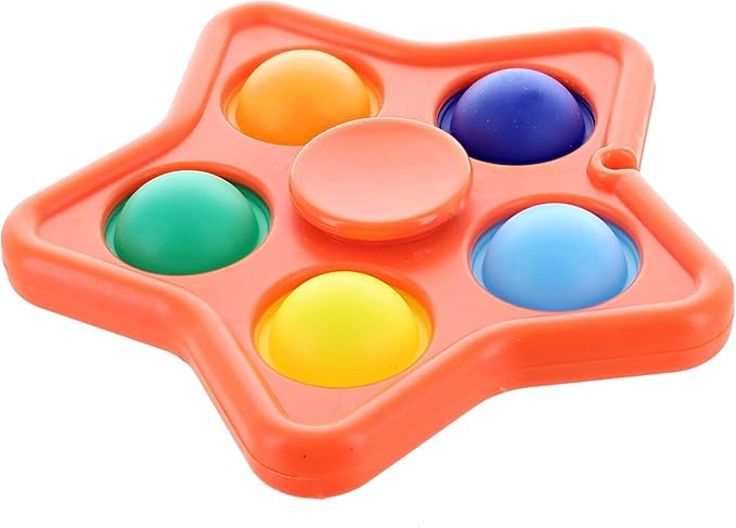 Pop Fidget Toy Spinner Orange Star 5-Button Bubble Popping Game | Satisfying Hand Popper Sensory Toys for Special Needs, ADD, ADHD | Anxiety and Stress Relief Games, Novelty Gifts