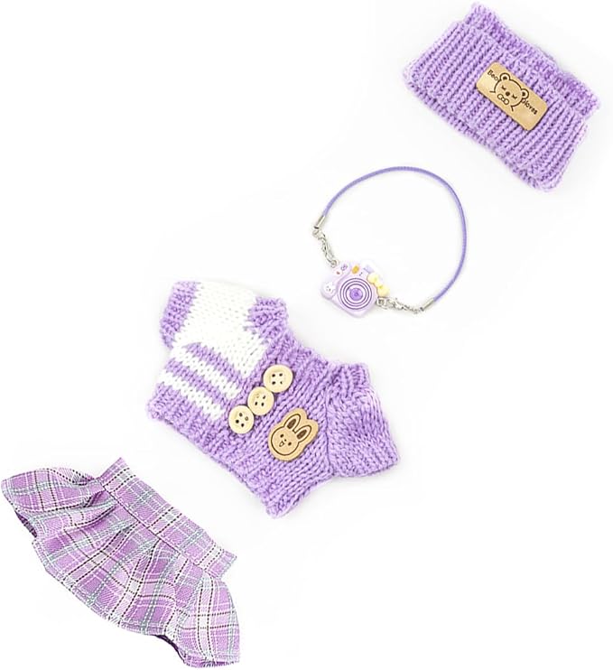 Clothes for Lububu 17cm Dolls(NO Doll) for Lububu Doll Outfits with Accessories Suit for Lububu Cute Stylish Dress Up Set Easter Gifts