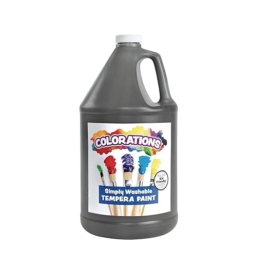 Colorations Paraben-Free Washable Tempera Paint for Kids - 1 Gallon Value Size. Vibrant Black, Non-Toxic and Made in The USA, Classroom Must Haves, Bulk Arts and Crafts Supplies