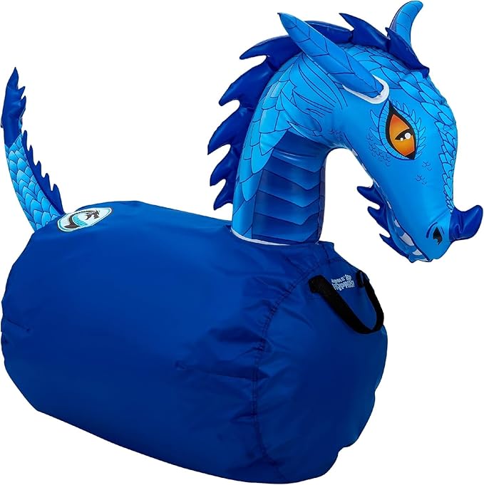 Waddle Hip Hoppers Large Bouncy Hopper Inflatable Hopping Animal Bouncer, Supports Up to 250 Pounds, Ages 5 and Up (Blue Dragon)