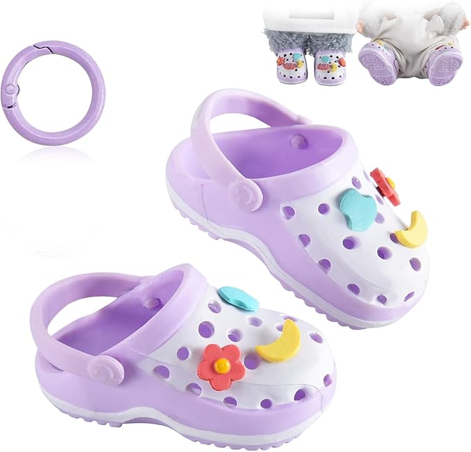 Premium Doll Shoes for Lububu, Cute Doll Shoes for 4-7in Dolls, Ideal for Lububu Outfits(Purple Clog Shoes)
