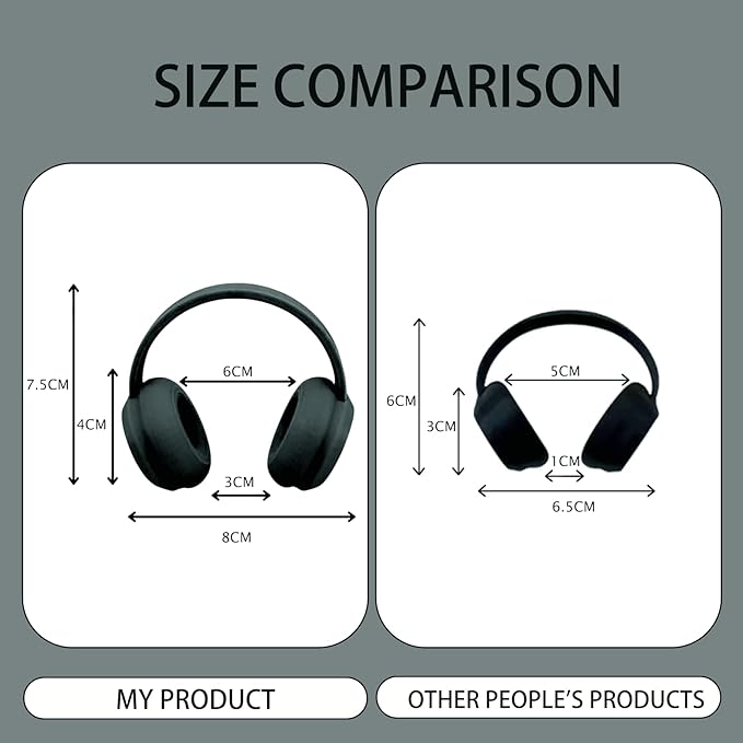 3D Printed Headphones Accessories for 17cm Doll(No Dolls)，for Dolls 3.94-6.69inch（10-17cm） in Size，Suitable for Daily Display, Great As a Gift(Black Headphones)