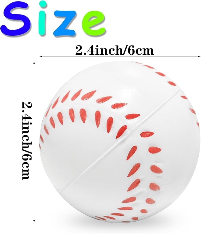 30PCS Large 2.5Inch Baseball Stress Ball,Stress Relief Balls,Squeeze Sports Ball,Squeeze Foam Balls for Themed Baseball Stress Anxiety Relief for Kids Children Playing,Party Gifts
